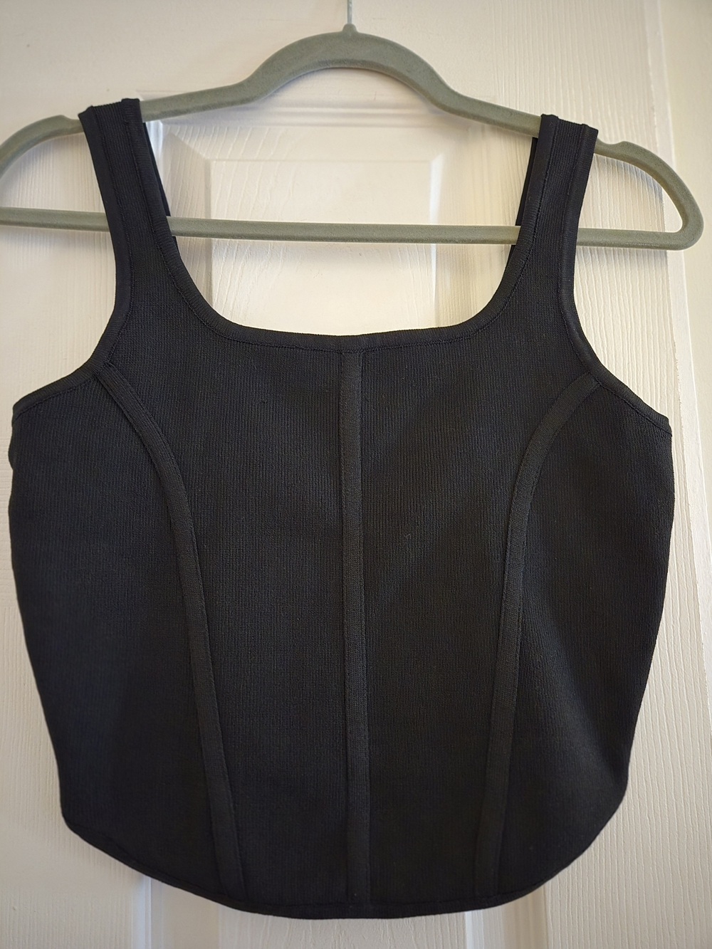 Black Structured Ribbed Tank Top